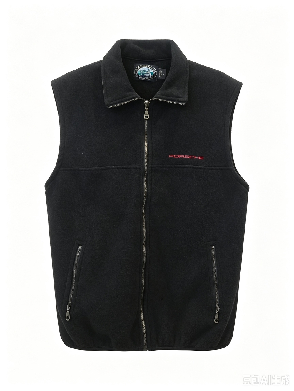 Men's Porsche Black Fleece Zip Vest